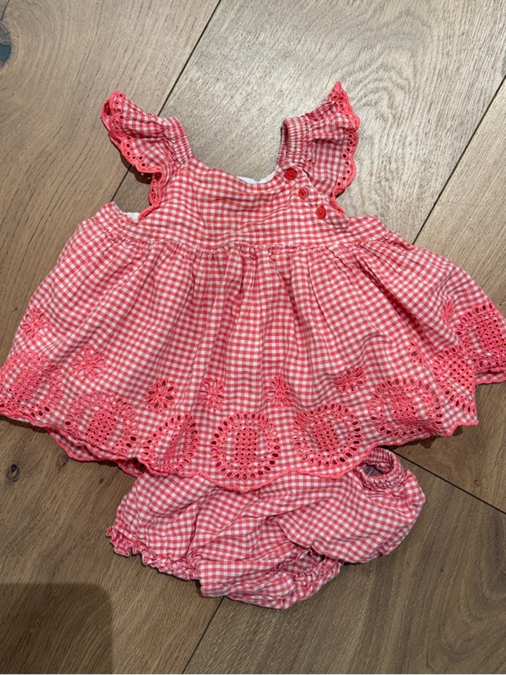 GAP Pink Gingham Ruffle Top with Matching Bloomers
